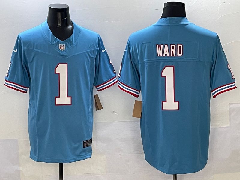 Men Tennessee Titans #1 Ward Light Blue Three generations Nike Limited 2025 NFL Jersey style 1->texas rangers->MLB Jersey